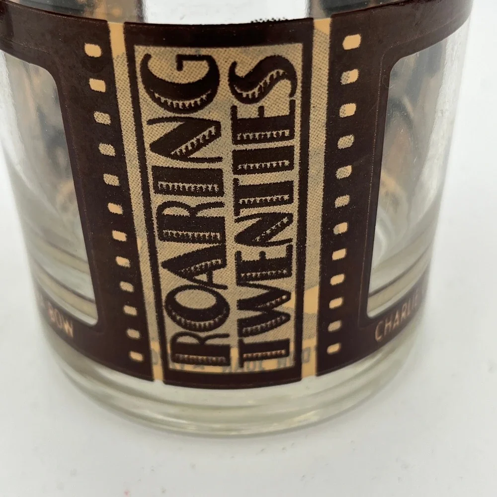 Vintage Set‎ 3 Roaring Twenties Glasses Bar Rock Whiskey Lowball Hollywood Film